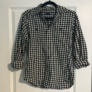 Ralph Lauren Sport plaid navy and cream button up, size 2, like new.